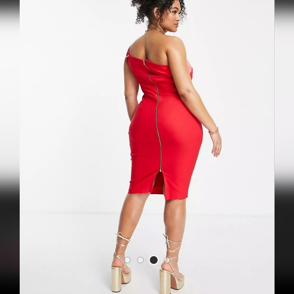 Vesper Plus Strappy Contrast One Shoulder Body Con Dress - Picture 3 of 6